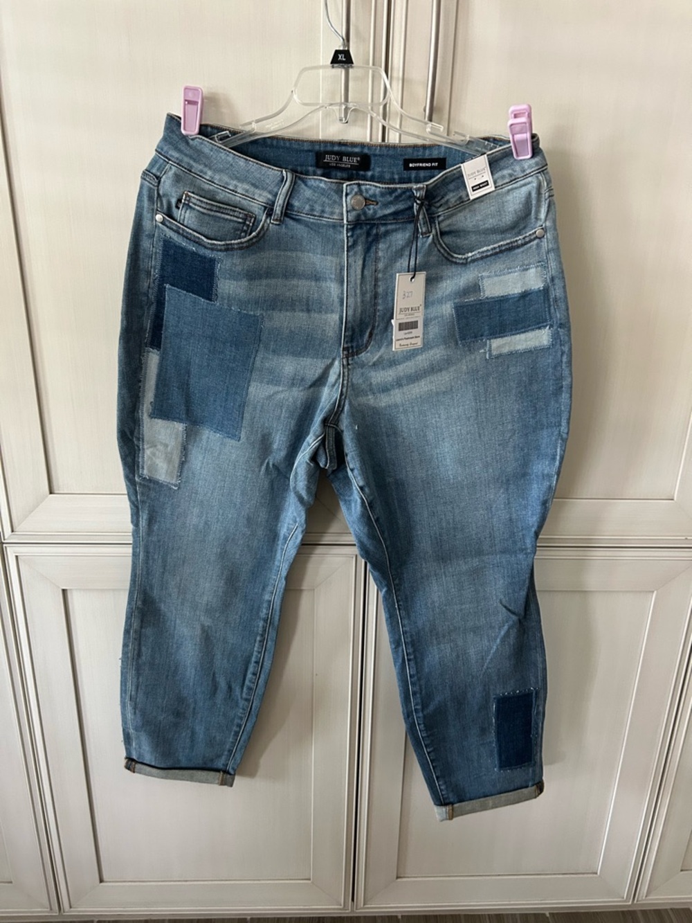 Judy Blue Mid-Wash Patchwork Boyfriend Fit Jeans